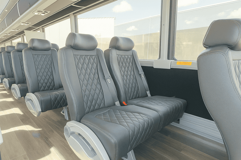 interior of Greeley Minibus Company charter bus