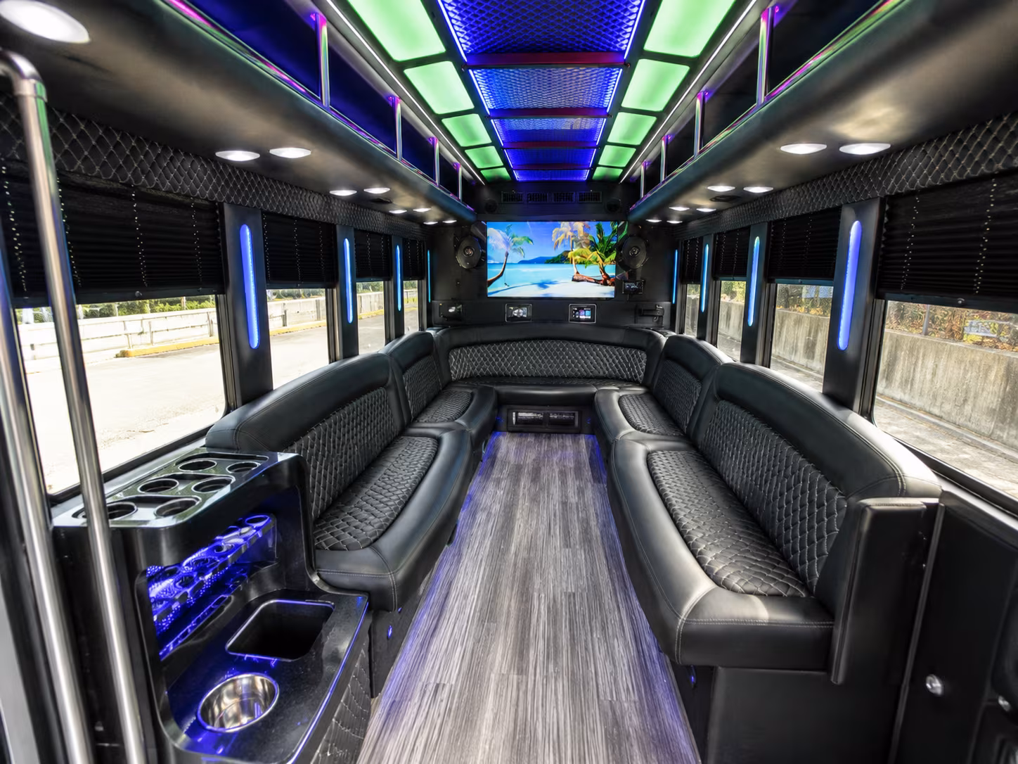 greeley 18 passenger party bus inside